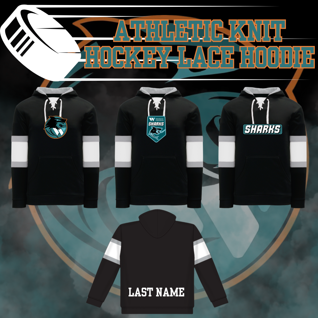 Westland Sharks Hockey Lace 2 Tone Hoodie - Back Logo