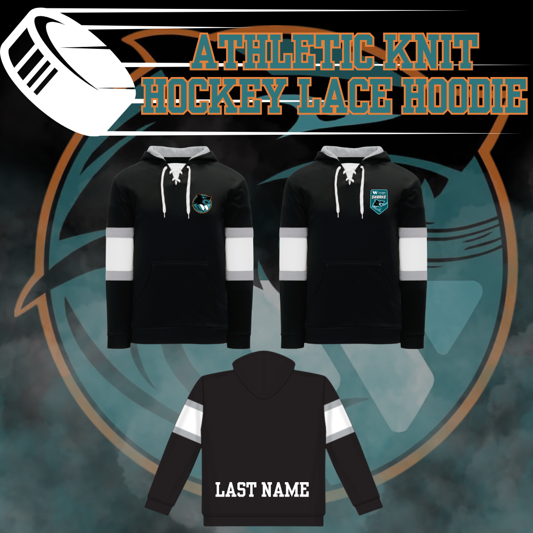 Westland Sharks Hockey Lace 2 Tone Hoodie - Back Logo
