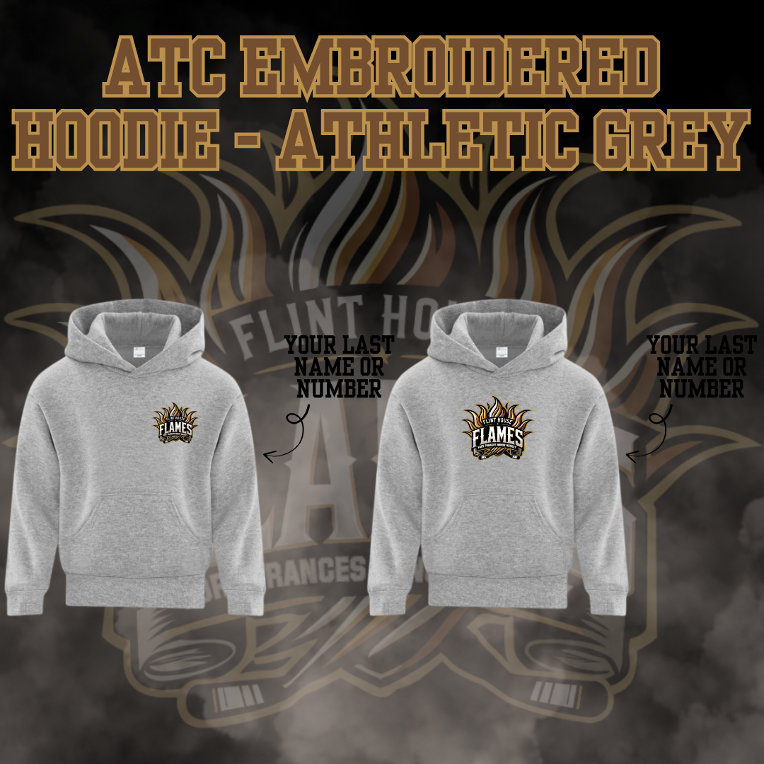U15 Flint House Flames Hockey Athletic Grey ATC Embroidered Hoodie
