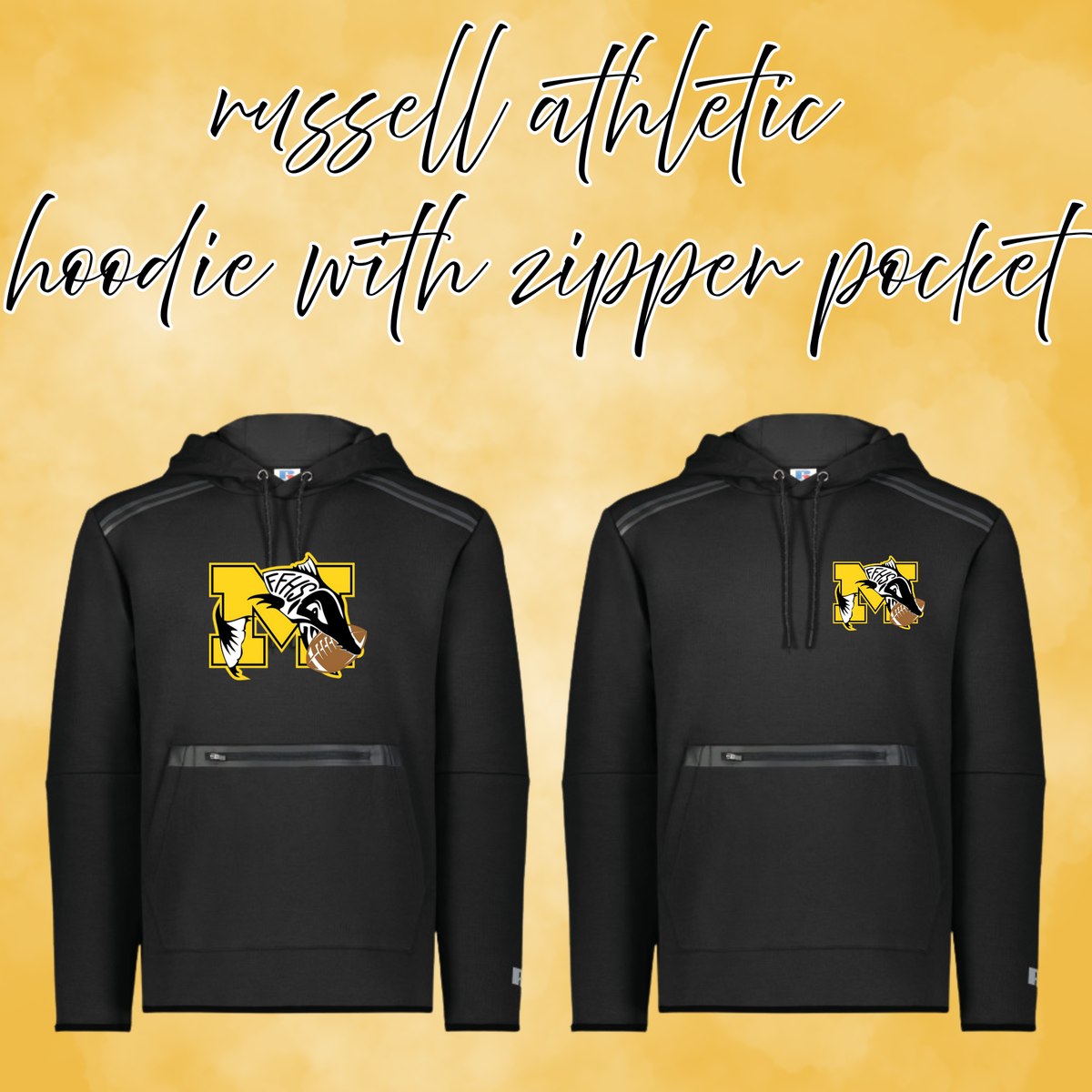 Muskies Football Russell Zipperd Pocket Hoodie