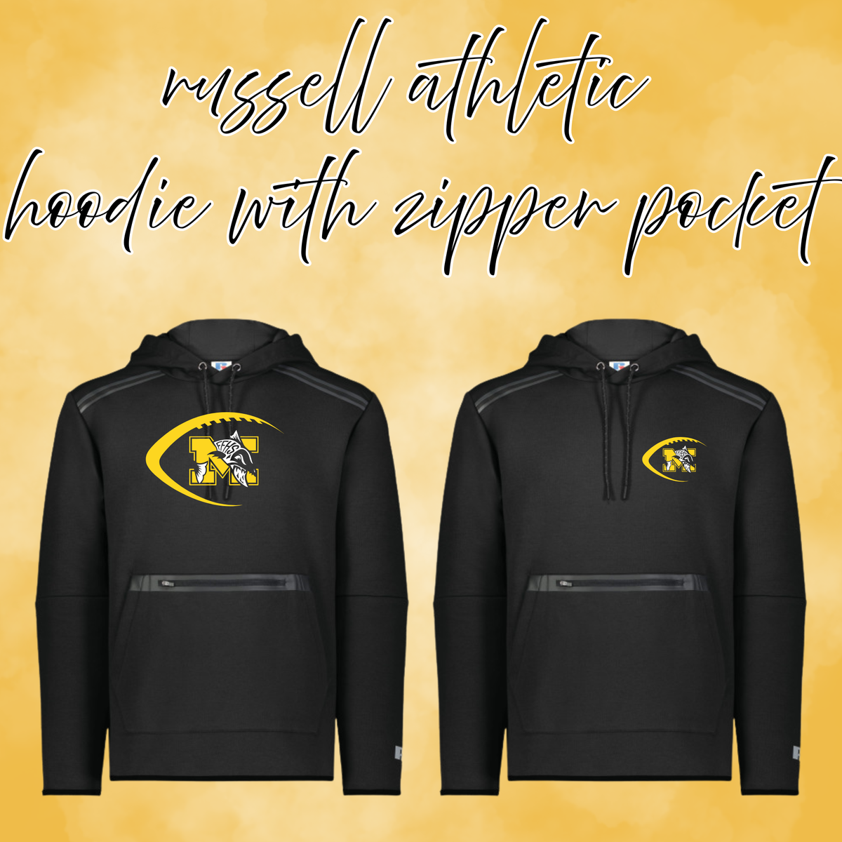 Muskies Football Russell Zipperd Pocket Hoodie