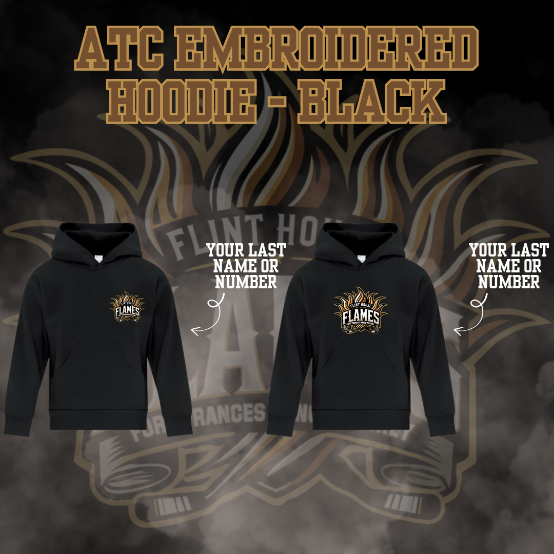 U15 Flint House Flames Hockey Black ATC Embroidered Hoodie