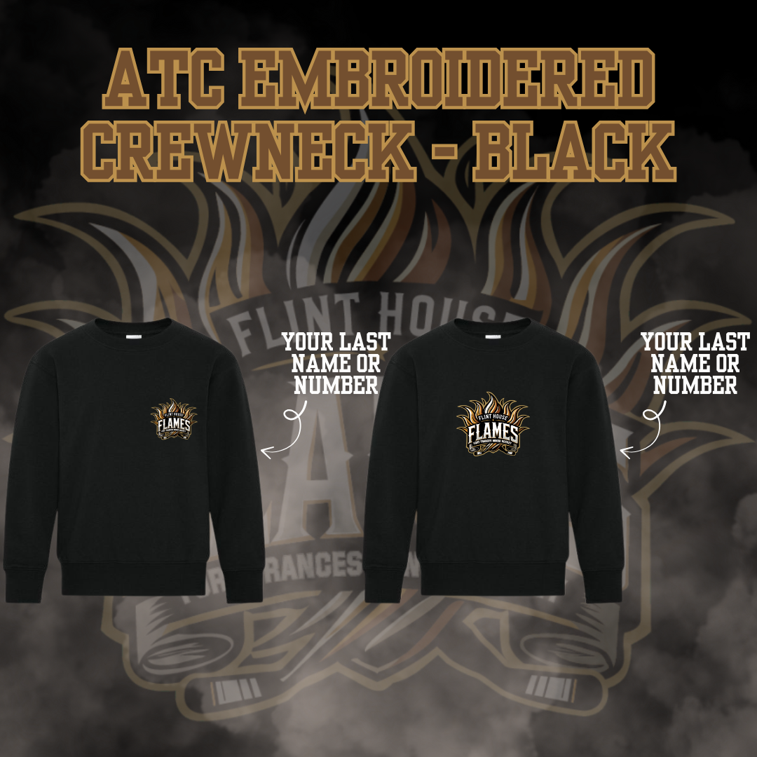 U15 Flint House Flames Hockey Black ATC Embroidered Crewneck
