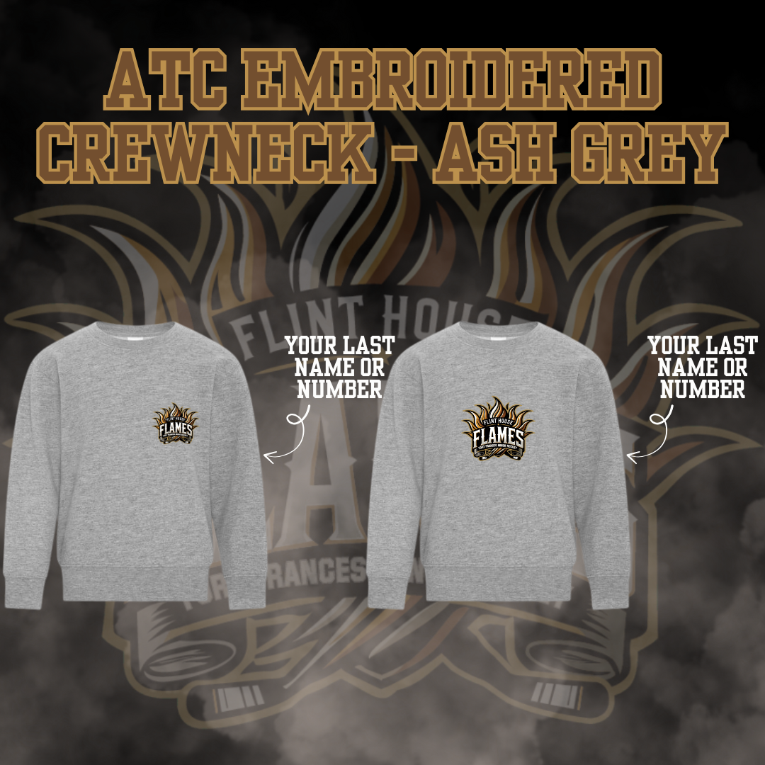 U15 Flint House Flames Hockey Grey ATC Embroidered Crewneck