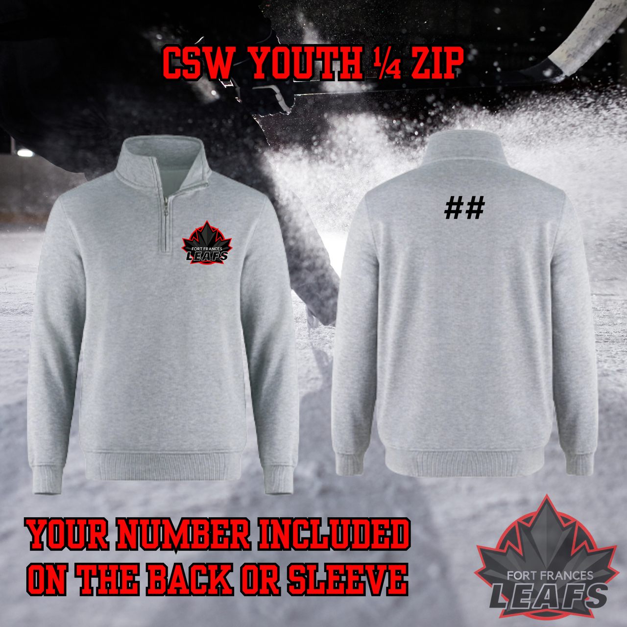 Fort Frances Leafs Embroidered Youth 1/4 Zip