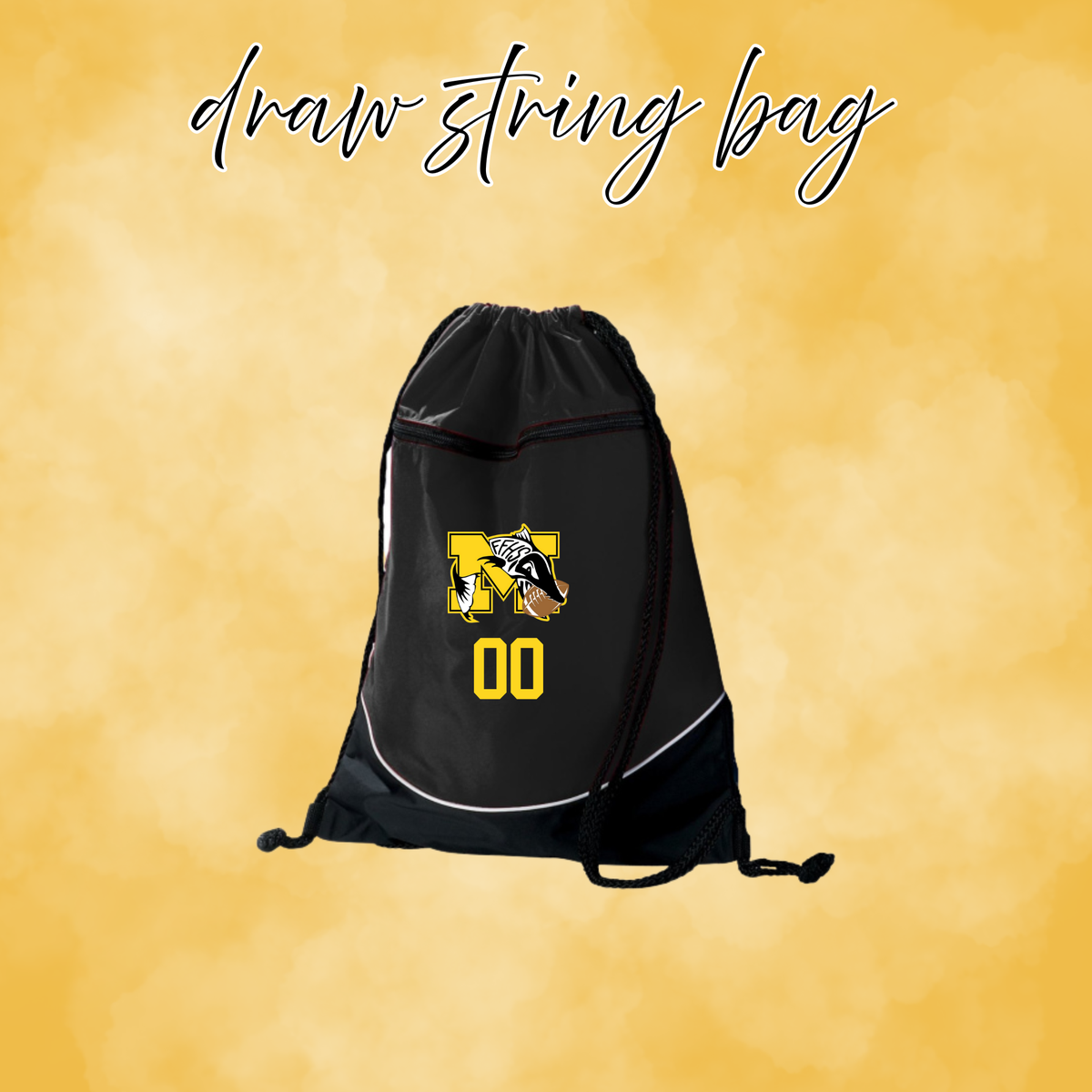 Muskies Football Embroidered Drawstring Backpack