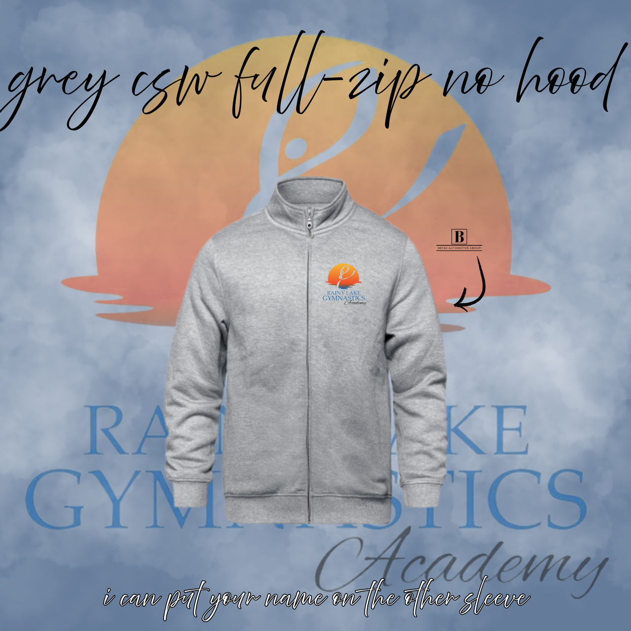 Rainy Lake Gymnastics CSW Embroidered Full Zip NO HOOD