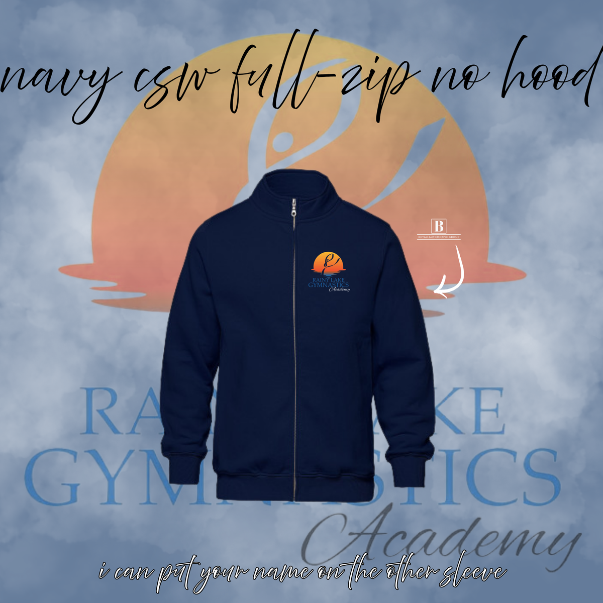 Rainy Lake Gymnastics CSW Embroidered Full Zip NO HOOD
