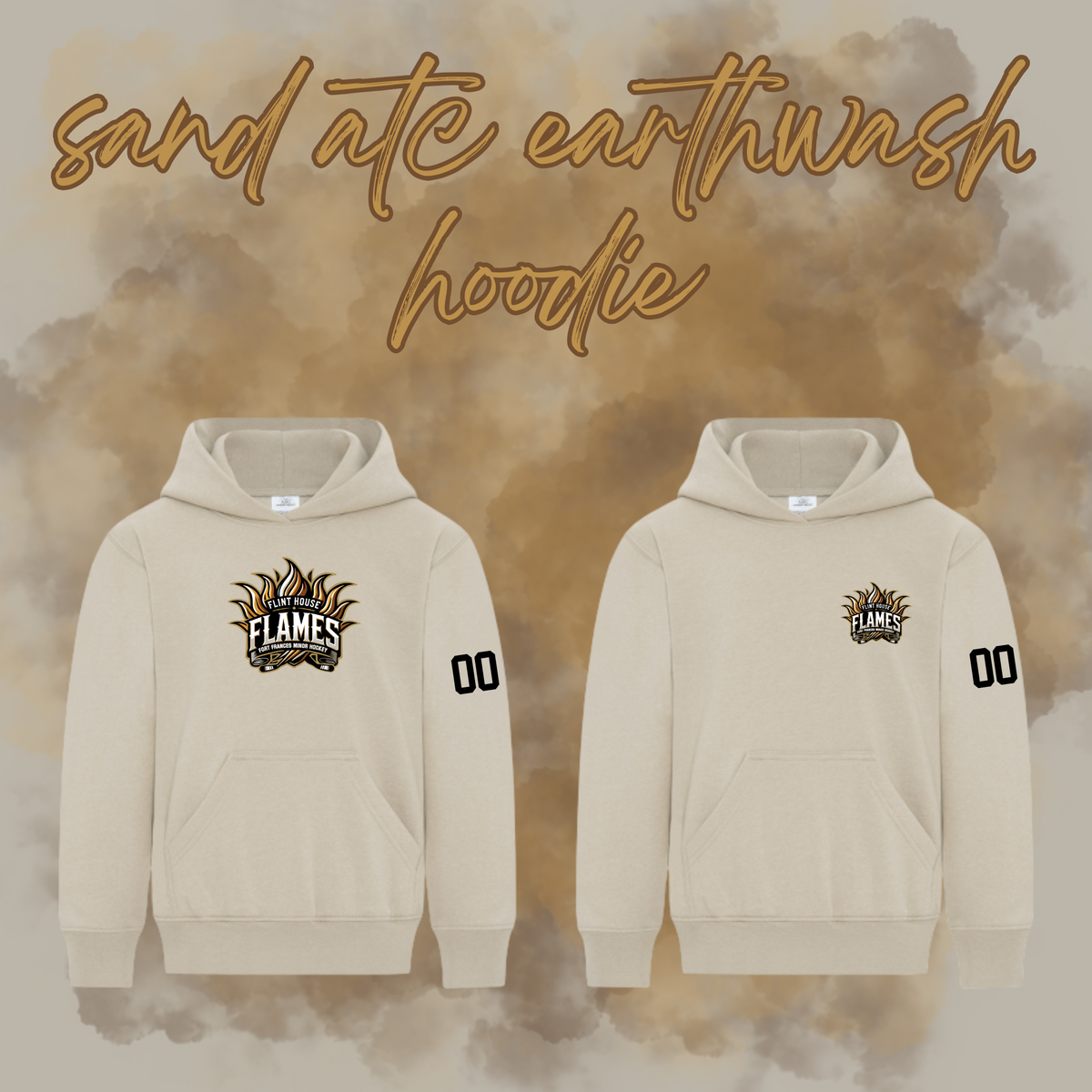 Flint House Flames Earthwash Hoodie