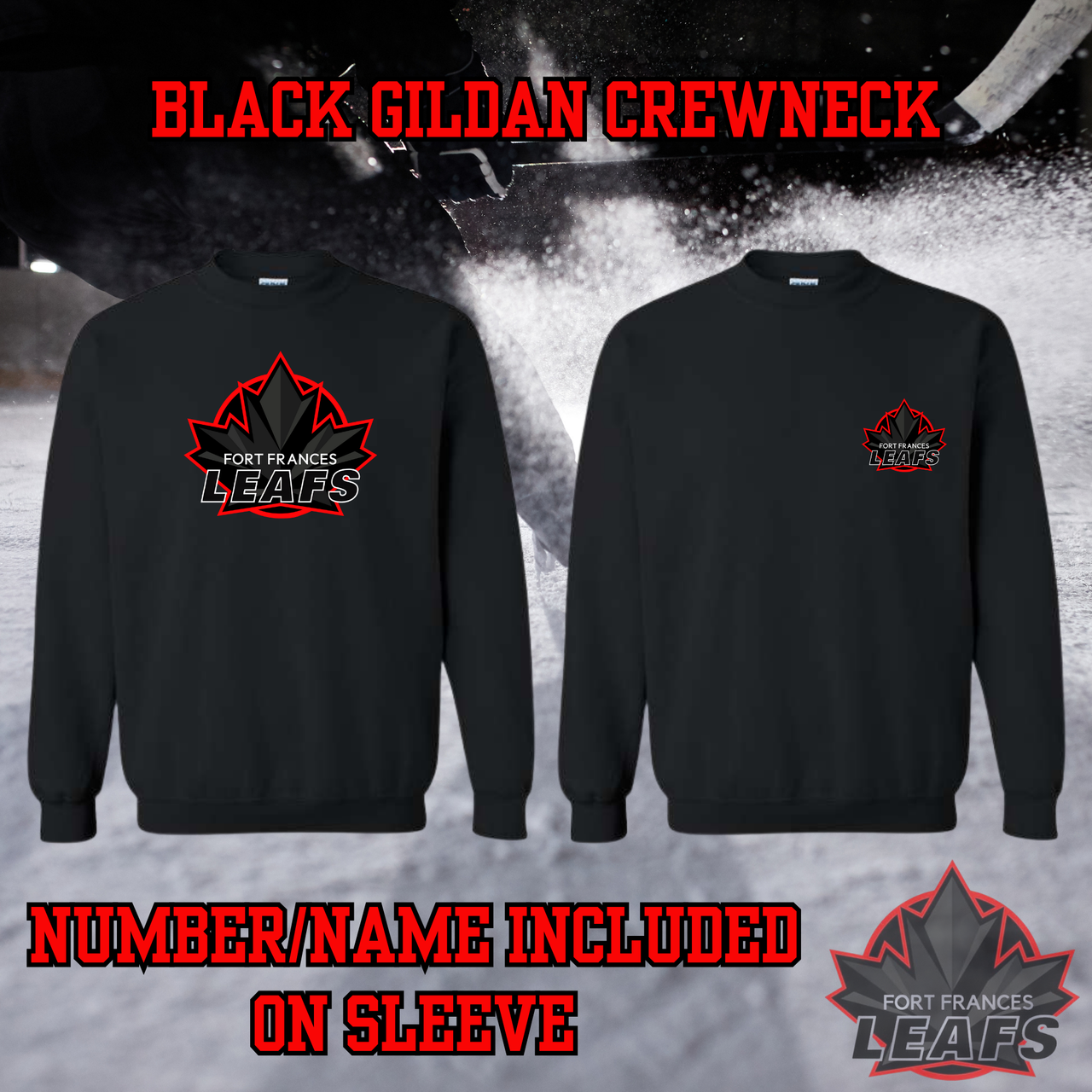 Fort Frances Leafs Embroidered Gildan Crewneck