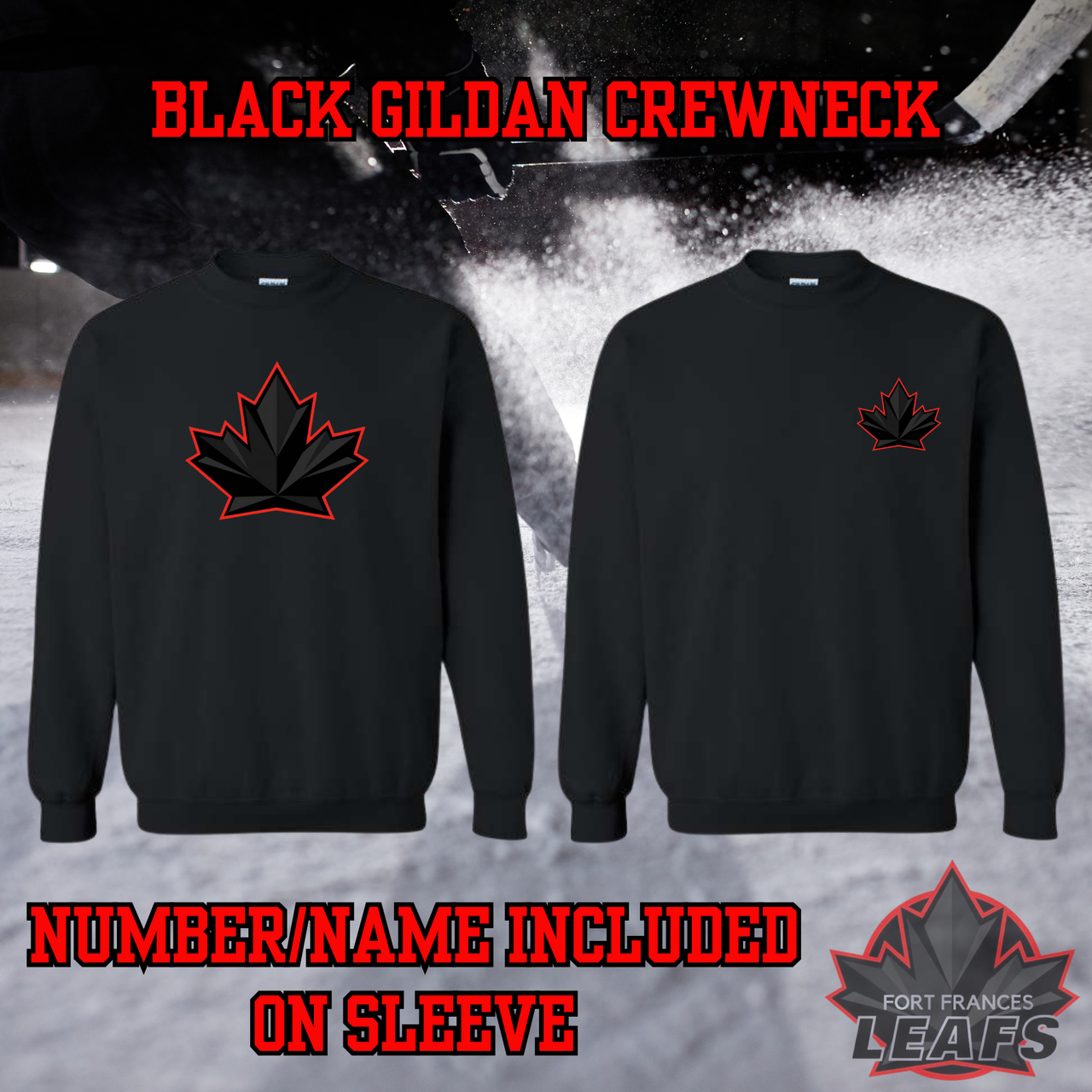 Fort Frances Leafs Embroidered Gildan Crewneck