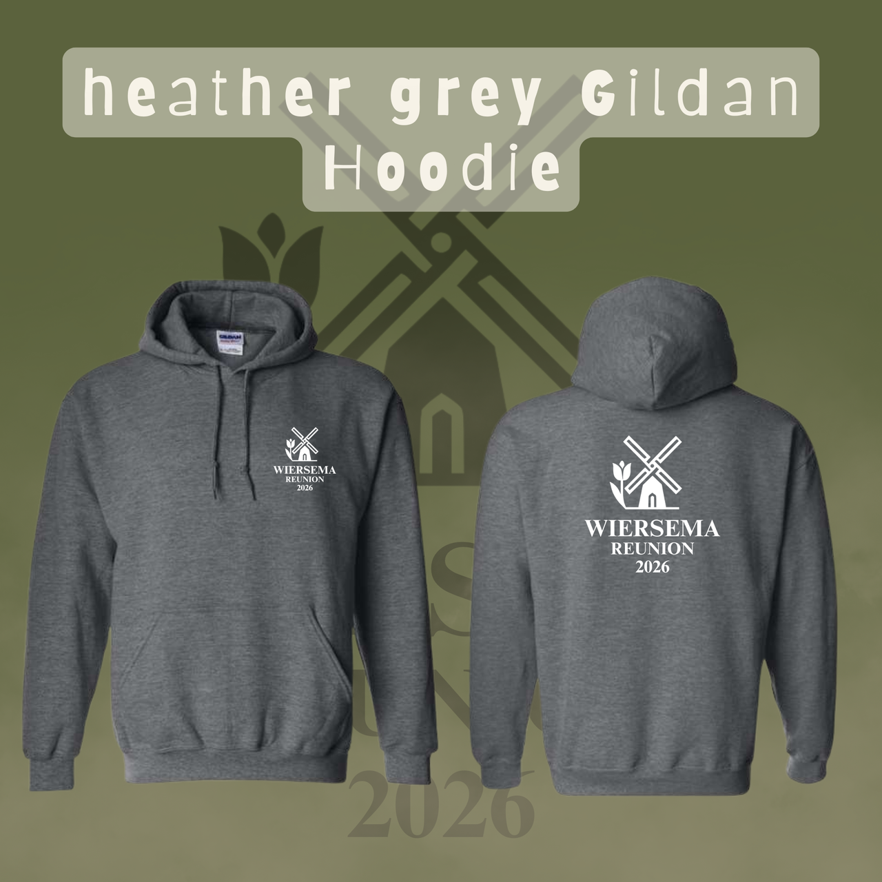 Wiersema Reunion Gildan Hoodie (Front and Back Logo)