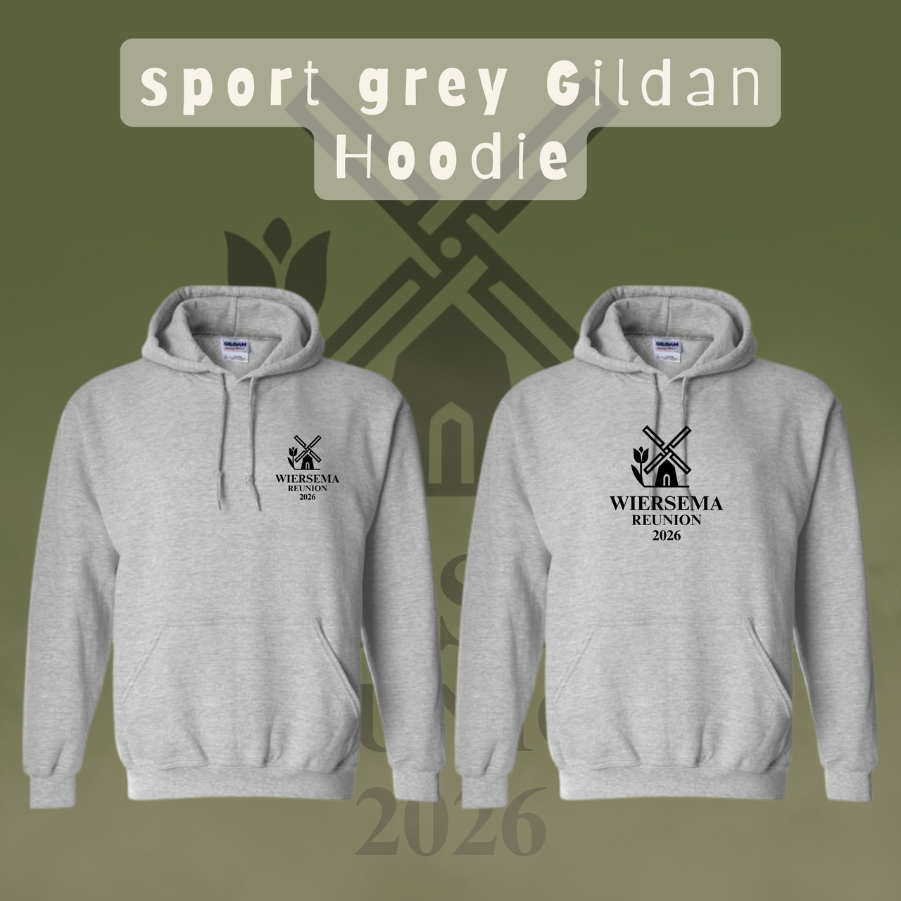 Wiersema Reunion Gildan Hoodie (Front Logo)