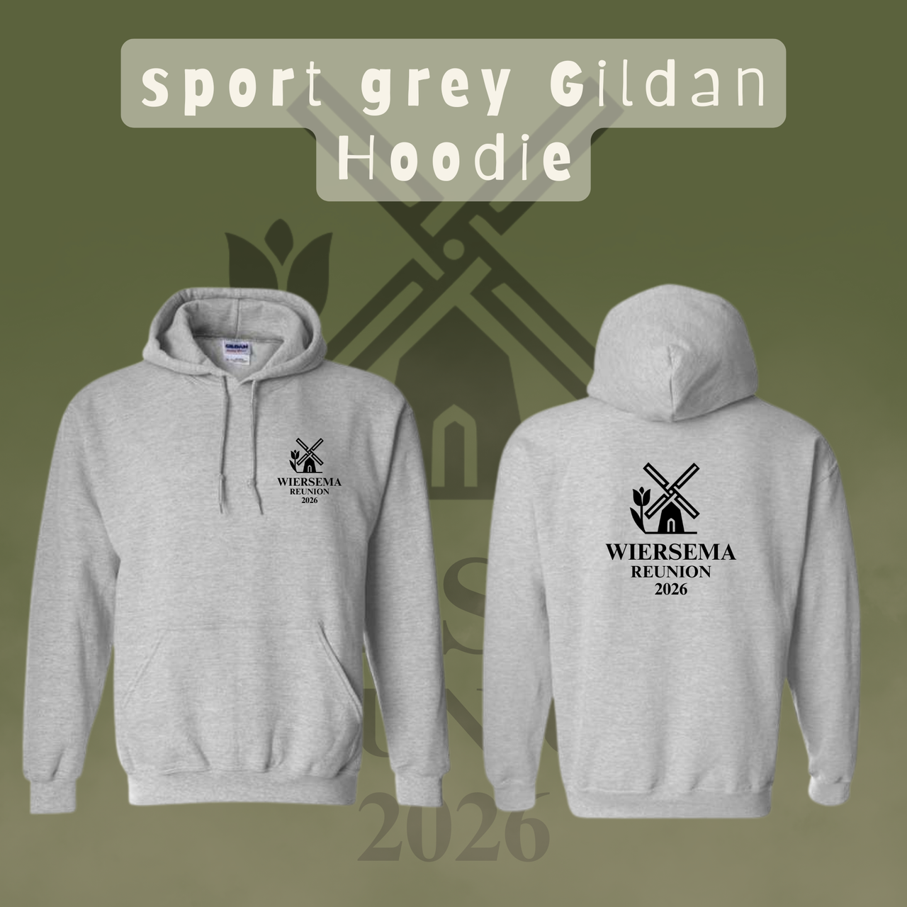 Wiersema Reunion Gildan Hoodie (Front and Back Logo)