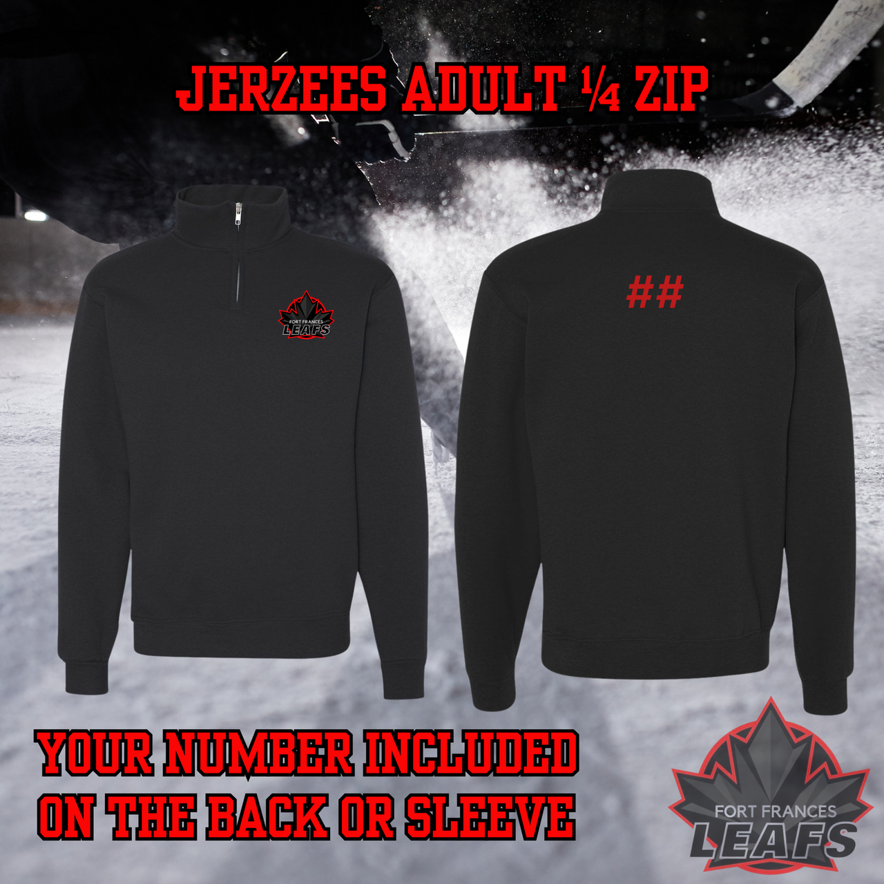 Fort Frances Leafs Embroidered Adult 1/4 Zip