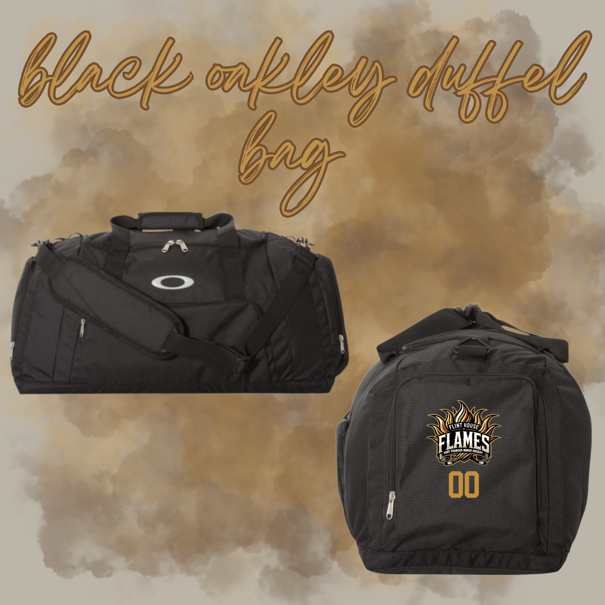 Flint House Flames Embroidered Oakley Duffel Bag